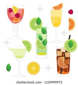 Summer cocktails. Vector collection