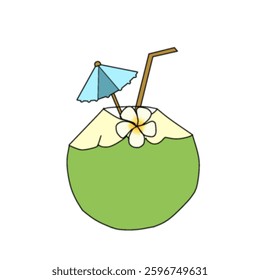 summer coconut cocktail, tropical fruit 