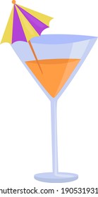 Summer coctail, illustration, vector on a white background.