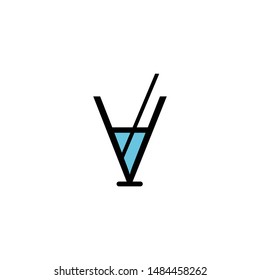 Summer coctail vector illustration. Coctail outline icon eps 10