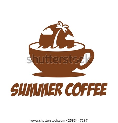 summer coffee beach cafe flat minimalist logo design