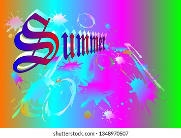 Summer coiorful ink paint spots set. Drops on texture. Vector illustration.