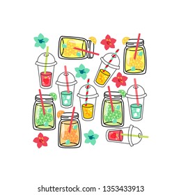 Summer cold drinks collection to refresh yourself, can be used as banner or card etc
