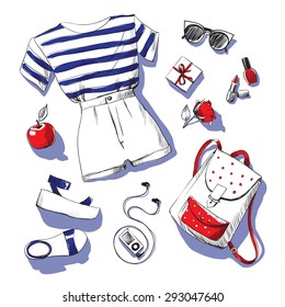Summer collection clothes and casual things