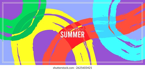 coleção de verão. Traçados e texturas coloridos com pincel. Modelo de plano de fundo. Design de Vetor