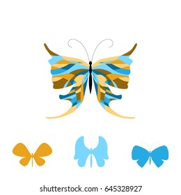 Summer Collection of Colorful Butterfly Icons. Set of Beautiful Insects Isolated on White Background. Vector Illustration