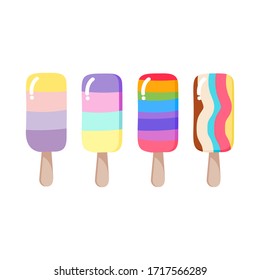 Summer collection of delicious ice creams. Ice cream cartoon icon set.