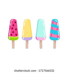 Summer collection of delicious ice creams. Ice cream cartoon icon set.