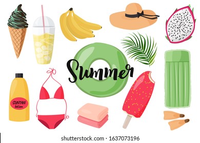 Summer collection of elements. Beach party collection.
