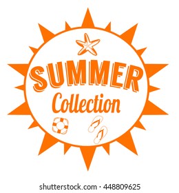 Summer collection label or sign design  for print or web on white background, vector illustration