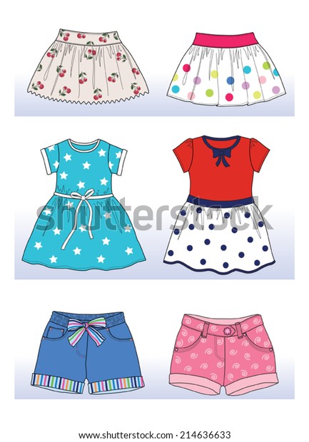 Summer Collection Little Girl Stock Vector (Royalty Free) 214636633 ...