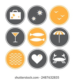 Summer collection. Round web buttons.
Set of the summer rest icons