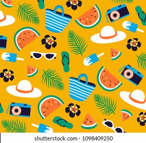 Summer collection. Set of summer icons and design elements. 