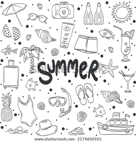 Summer collection. Vacation stuff. Beach.