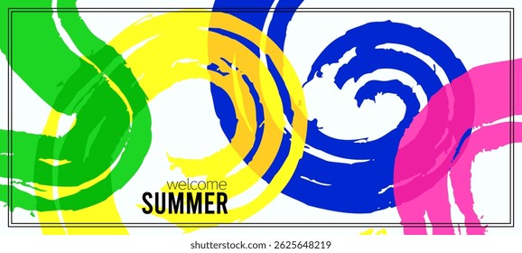 summer collections. Colorful brush strokes and textures. Backgrounds template. Vector illustration design
