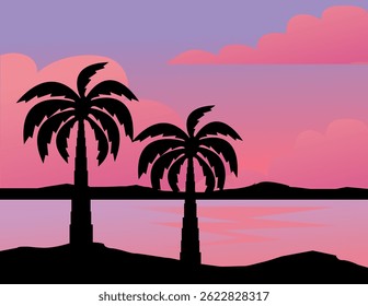 Fundo de cor de verão com palmeiras 
