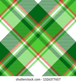 Summer color green check plaid seamless pattern. Vector illustration.