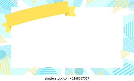 summer color polka dot background and message card with ribbon that the striped shape pops off