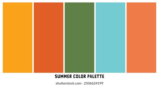 Summer color scheme, vector theme color palette.