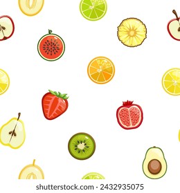 Summer color seamless pattern with half fruits