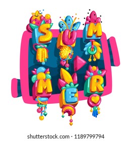 Summer color vector illustration abstract inscription 