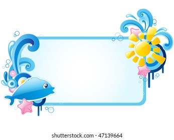summer colored banner with ornament and fish