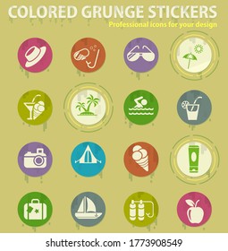 summer colored grunge icons with sweats glue for design web and mobile applications