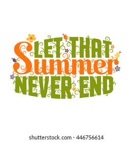 Summer colored lettering on a white background. Vector illustration.