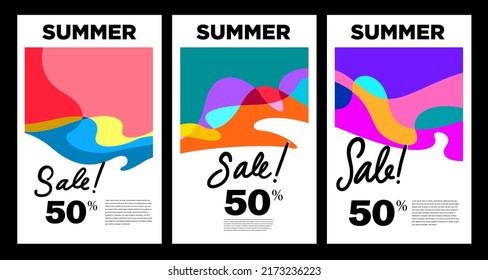 Summer colorful abstract fluid background. Sale 50%25 discount