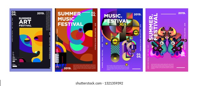 Summer Colorful Art and Music Festival Poster and Cover Template for Event, Magazine, and Web Banner.