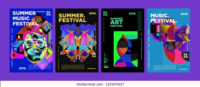 Summer Colorful Art and Music Festival Poster and Cover Template for Event, Magazine, and Web Banner.
