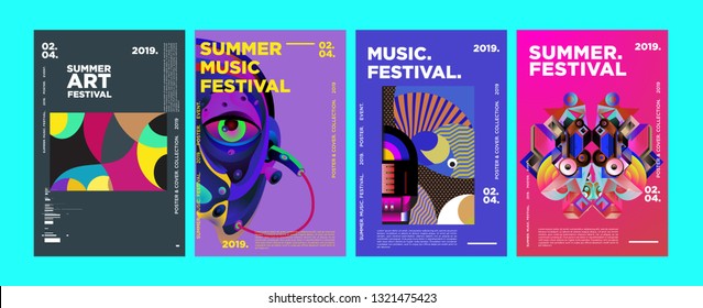 Summer Colorful Art and Music Festival Poster and Cover Template for Event, Magazine, and Web Banner.
