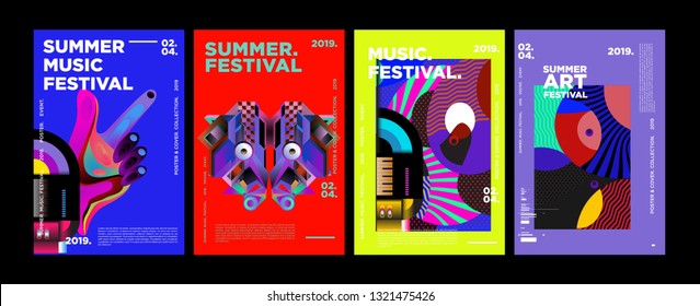 Summer Colorful Art and Music Festival Poster and Cover Template for Event, Magazine, and Web Banner.
