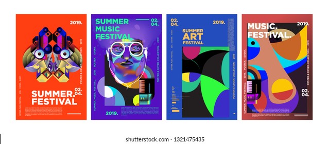 Summer Colorful Art And Music Festival Poster And Cover Template For Event, Magazine, And Web Banner.
