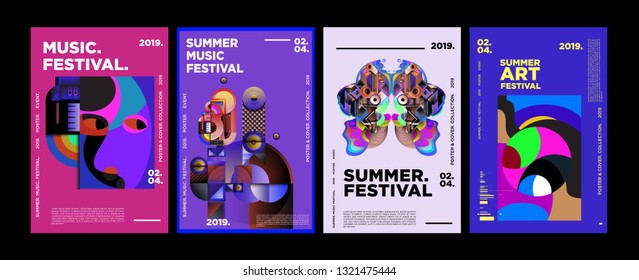 Summer Colorful Art and Music Festival Poster and Cover Template for Event, Magazine, and Web Banner.
