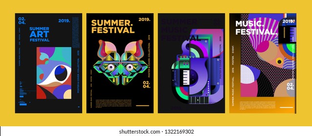 Summer Colorful Art and Music Festival Poster and Cover Template for Event, Magazine, and Web Banner.