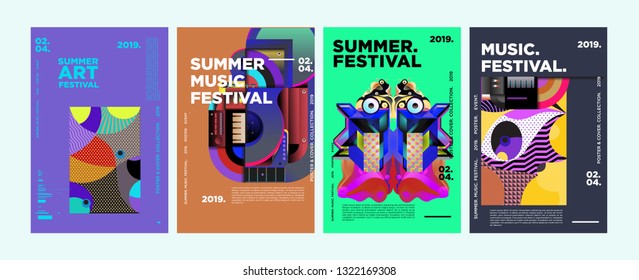 Summer Colorful Art and Music Festival Poster and Cover Template for Event, Magazine, and Web Banner.