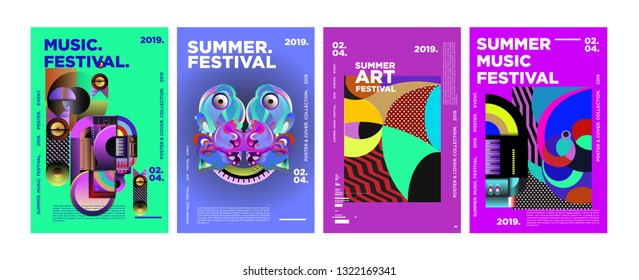 Summer Colorful Art and Music Festival Poster and Cover Template for Event, Magazine, and Web Banner.