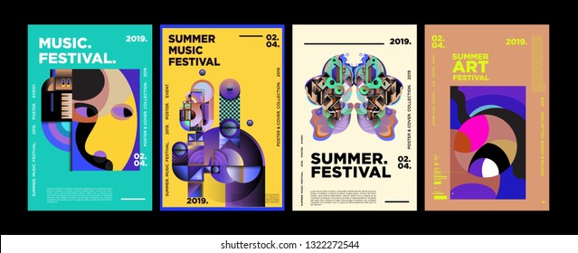 Summer Colorful Art and Music Festival Poster and Cover Template for Event, Magazine, and Web Banner.
