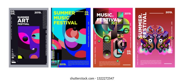 Summer Colorful Art and Music Festival Poster and Cover Template for Event, Magazine, and Web Banner.