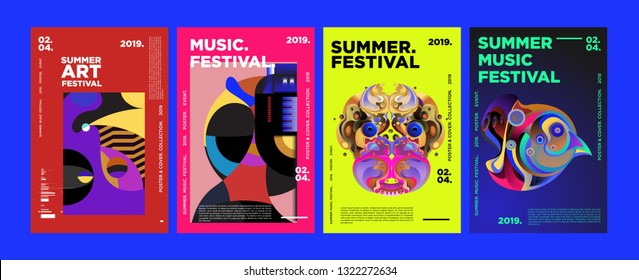 Summer Colorful Art and Music Festival Poster and Cover Template for Event, Magazine, and Web Banner.