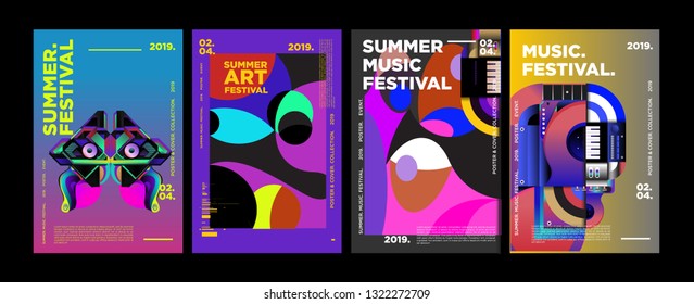 Summer Colorful Art and Music Festival Poster and Cover Template for Event, Magazine, and Web Banner.