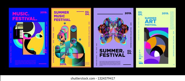 Summer Colorful Art and Music Festival Poster and Cover Template for Event, Magazine, and Web Banner.