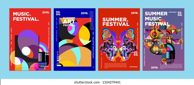 Summer Colorful Art and Music Festival Poster and Cover Template for Event, Magazine, and Web Banner.