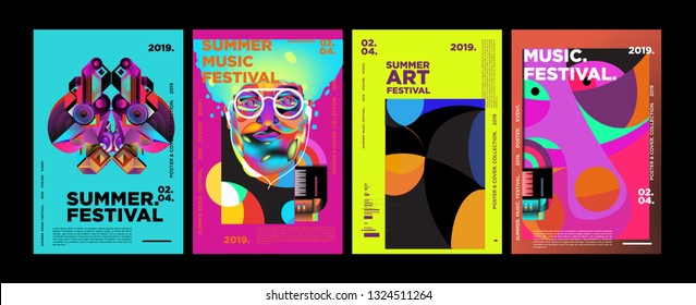 Summer Colorful Art And Music Festival Poster And Cover Template For Event, Magazine, And Web Banner.