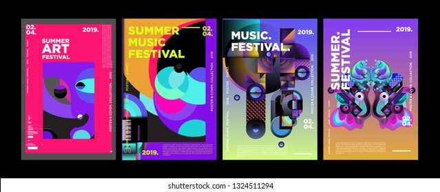 Summer Colorful Art and Music Festival Poster and Cover Template for Event, Magazine, and Web Banner.