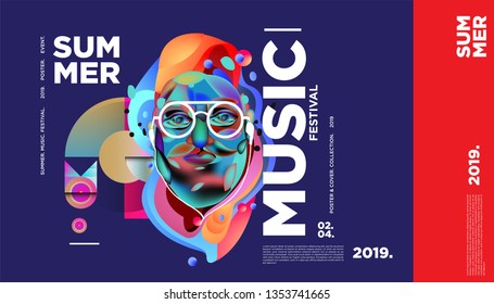 Summer Colorful Art and Music Festival Banner and Cover Template for Event, Magazine, and Web Banner.
