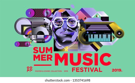 Summer Colorful Art and Music Festival Banner and Cover Template for Event, Magazine, and Web Banner.
