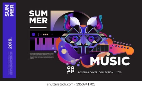 Summer Colorful Art and Music Festival Banner and Cover Template for Event, Magazine, and Web Banner.
