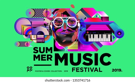 Summer Colorful Art and Music Festival Banner and Cover Template for Event, Magazine, and Web Banner.
